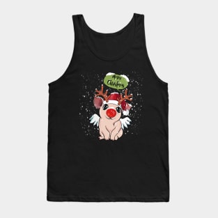 Christmas sweater pig and reindeer snow Tank Top